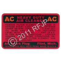 MB GPW, MB GPW PartsAir cleaner decal AC  -decal-AC,MB,GPW,decal-AC Jeep G503 RFJP VintageJeeps